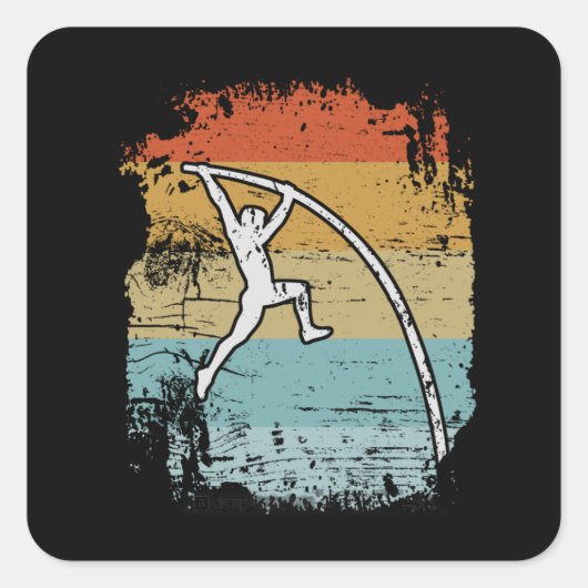 Pole Vault Pole Vaulting Retro Vierkante Sticker (Voorkant)