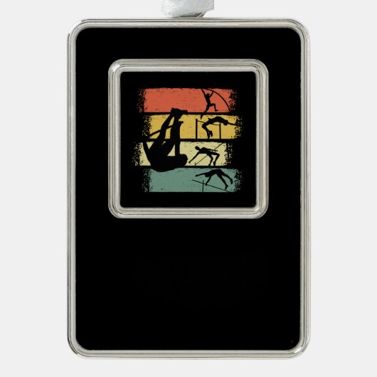 Pole Vault Retro  Verzilverd Kader Ornament (Voorkant)