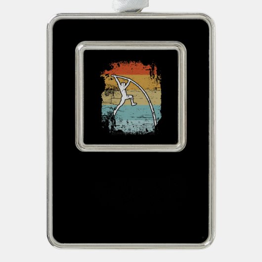 Pole Vault Retro Verzilverd Kader Ornament (Voorkant)