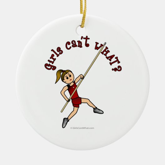 Pole Vault - Rood (licht) Keramisch Ornament (Voorkant)