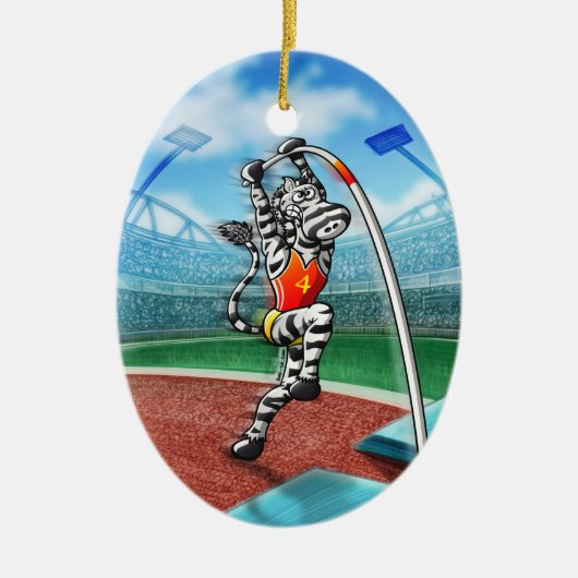 Pole Vault Zebra Keramisch Ornament (Voorkant)