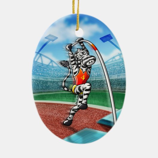Pole Vault Zebra Keramisch Ornament (Achterkant)