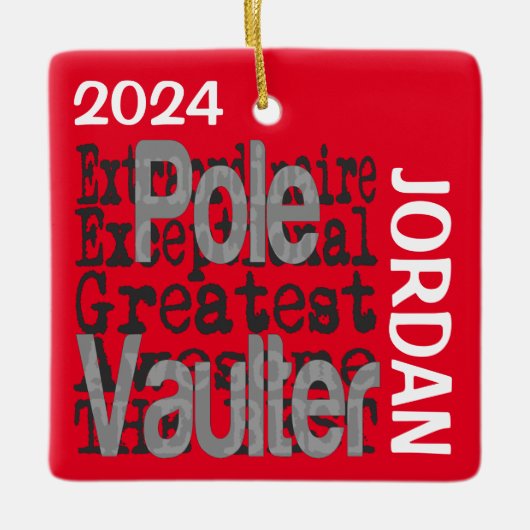 Pole Vaulter Extraordinaire CUSTOM Keramisch Ornament (Voorkant)