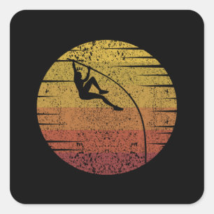 Pole Vaulting Retro Vierkante Sticker