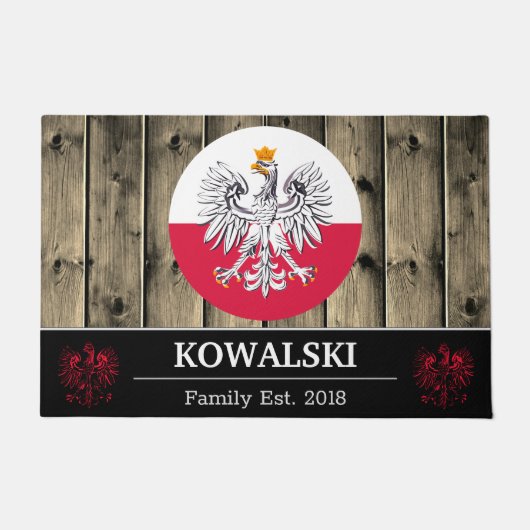 Polen en de Poolse vlag Rustic Wood/Familie Deurmat (Voorkant)