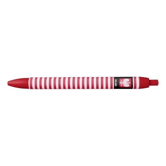 Polen Flag Cute Patriotic Zwarte Inkt Pen (Voorkant)