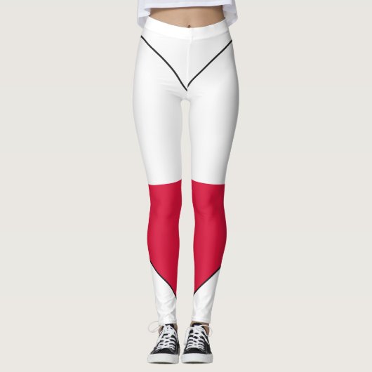 Polen Flag Heart Leggings (Voorkant)