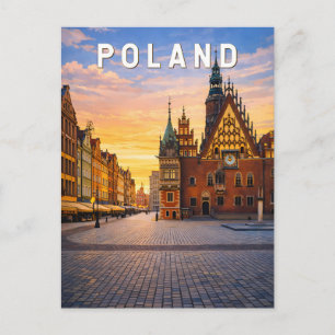 Polen Illustratie Reis Kunst Vintage Briefkaart