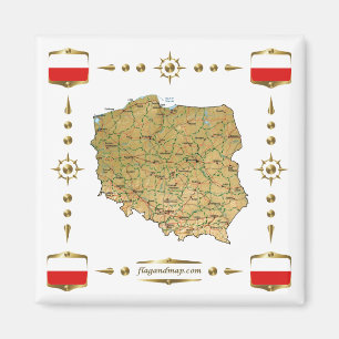 Polen Map + Flags Magnet Magneet