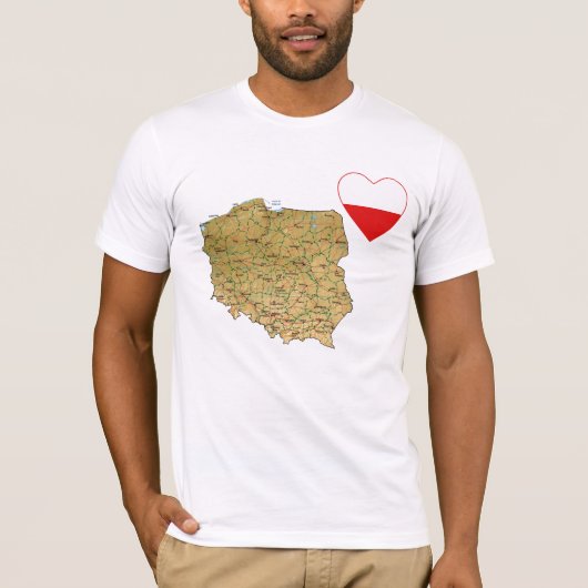 Polen Markthart en kaart T-Shirt (Voorkant)