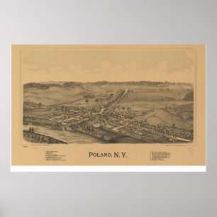 Polen New York 1890 Antiek Panorama Poster
