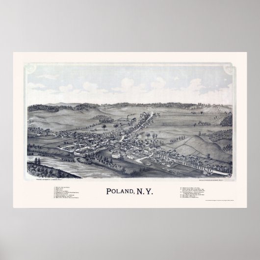 Polen, NY Panoramic Map - 1890 Poster (Voorkant)