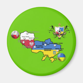 Polen Oekraïne 2012 Vlaggenkaart football Europacu Magneet