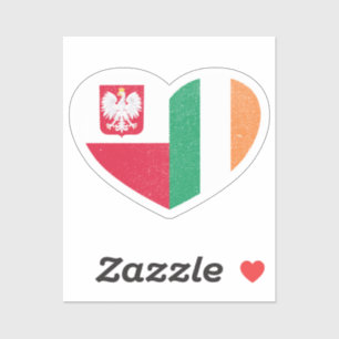 Polen Pools Ierland Iers hart liefde vlag Sticker
