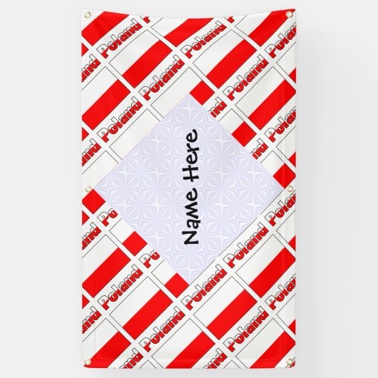 Polen Poolse vlag betegelde zwarte personalisatie Spandoek (Verticaal)