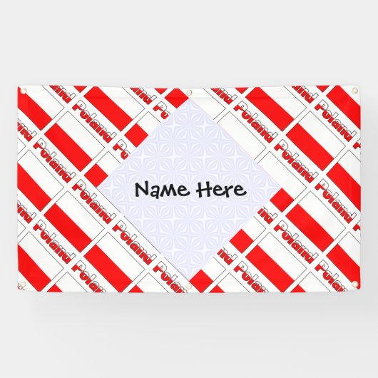 Polen Poolse vlag betegelde zwarte personalisatie Spandoek (Horizontaal)