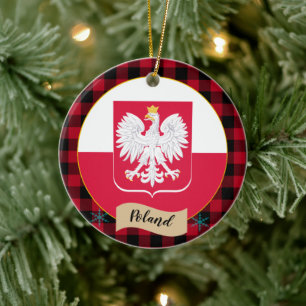 Polen, Rode buffalo-pleister en Poolse vlag Keramisch Ornament