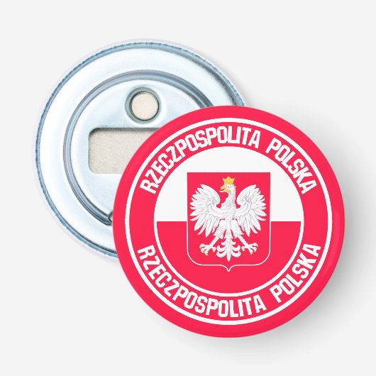 Polen Round Emblem Button Flesopener (Voorkant)