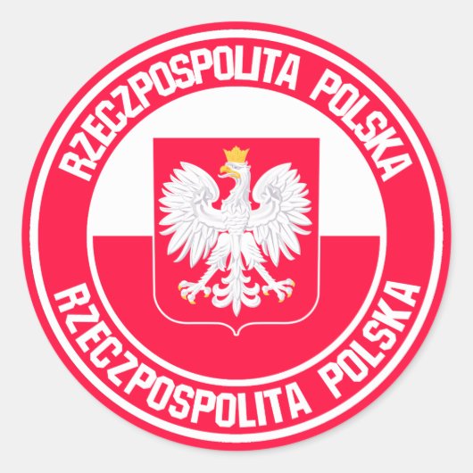 Polen Round Emblem Ronde Sticker (Voorkant)