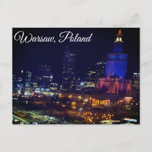 polen stad warschau ' s nachts fotografie briefkaart