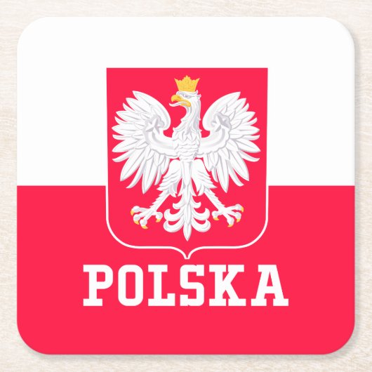 Polen Vierkante Kartonnen Onderzetter (Voorkant)