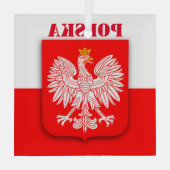 Polen Vlag Erfgoed Embleem Polski Polska Glas Ornament (Achterkant)