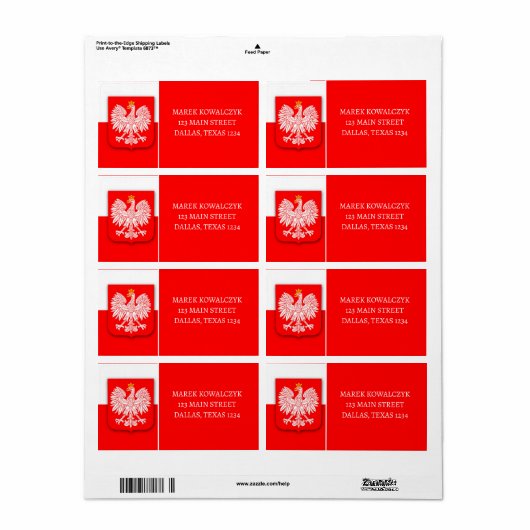 Polen Vlag Patriottisch Voetbal Polska Retouradres Etiket (Full Sheet)
