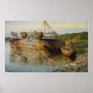 Polenov - Aak op de rivier de Oka Poster