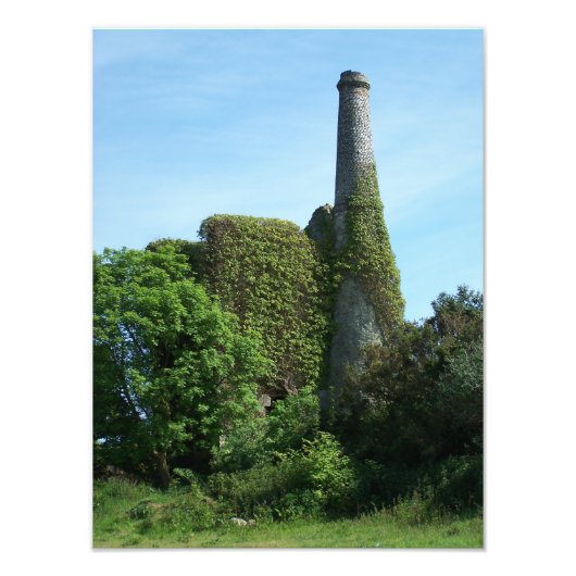 Polgooth Mine Engine House Cornwall England Foto Afdruk (Voorkant)
