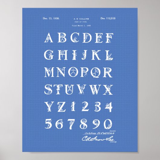 Police 1938 Brevet Art Plan directeur Poster (Devant)