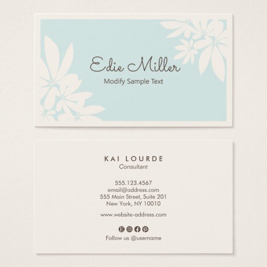 Police à script bleu bleu pastel (Devant & derrière)