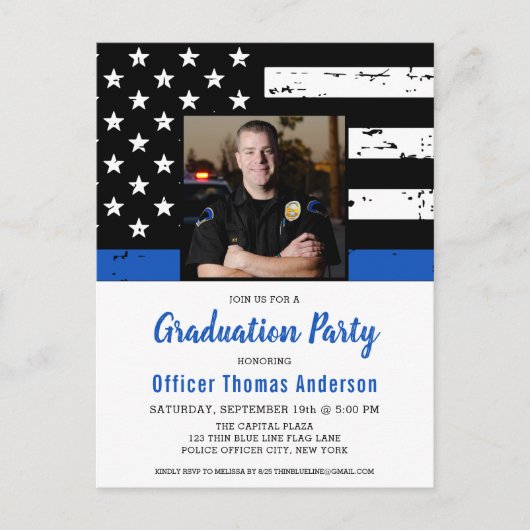 Police Academy Afstuderen Custom Photo Invitation Briefkaart (Voorkant)