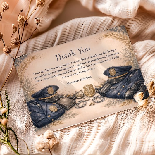 Police Academy Formal Badge Graduation Bedankkaart