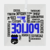 Police avec des mots Ornement en verre (Verso)