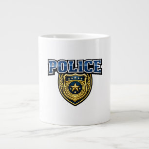 Police Badge Vetgedrukte Tekst Ontwerp Extra Grote Beker