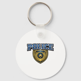 Police Badge Vetgedrukte Tekst Ontwerp Sleutelhanger
