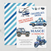 Police Birthday Invitation Police Officer Party (Devant / Derrière)