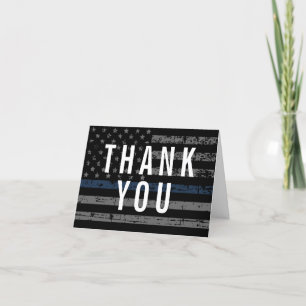Police Blue Line American Flag First Responder Bedankkaart