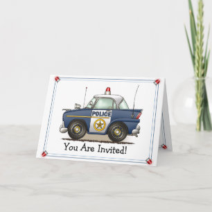 Police Car Police Crusier Cop Car Party Invitation