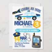 Police Cop Policeman Invitation de fête d'annivers (Devant)