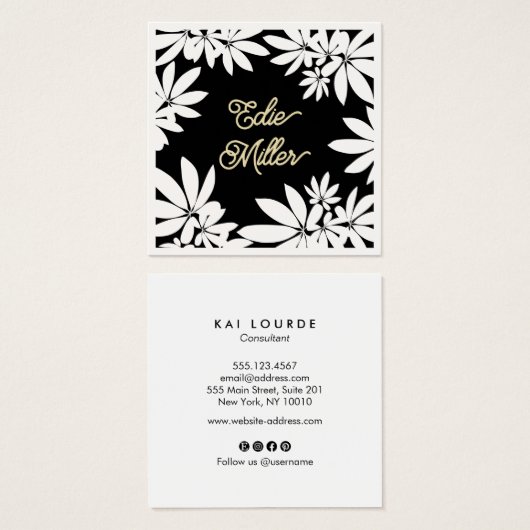 Police de script florale noire et blanche moderne (Devant & derrière)