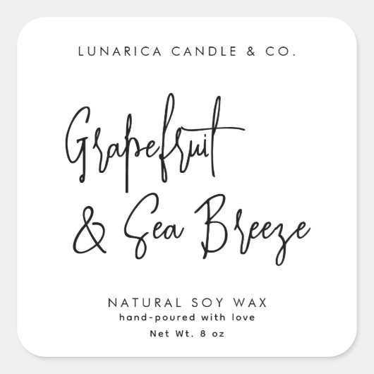 Police de script moderne, étiquettes de bougies (Devant)