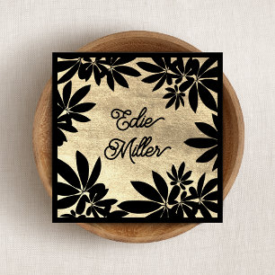 Police de script moderne or et noir floral