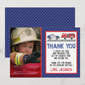 Police et Carte de remerciements d'incendie avec p (Devant / Derrière)