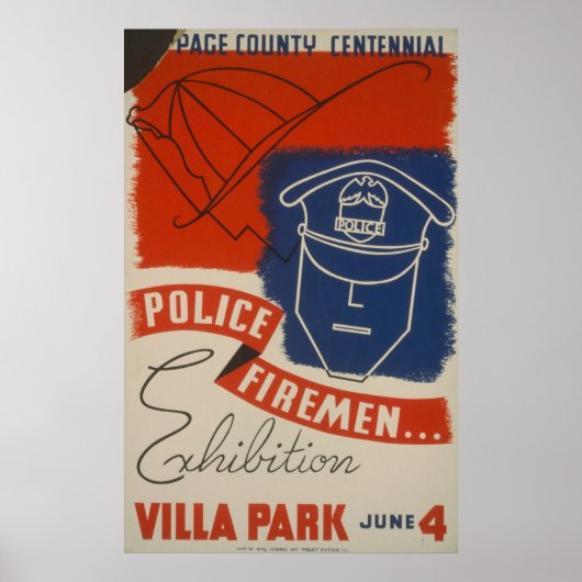 Police, Exposition sur les pompiers Poster WPA Vin (Devant)