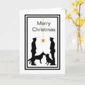 Police K-9 Chiens Silhouette Carte de Noël (Fleur jaune)
