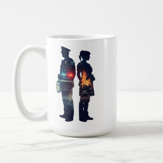 Police Officer and Nurse Couple Silhouette Koffiemok