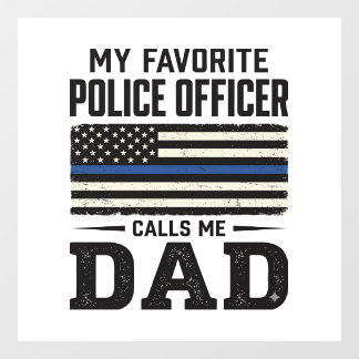 Police Officer Dad Vintage Flag Shirt Design_1 Raamsticker