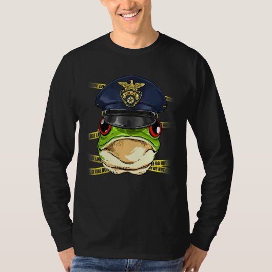 Police Officer Frog PD Cop Crime Scene Toad Frog T-shirt (Voorkant)