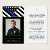 Police Officer Memorial Cross Funeral Prayer Card (Devant & derrière)